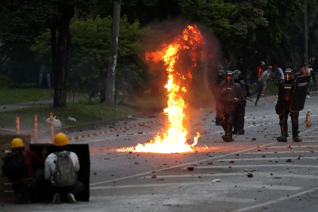 Manifestantes en Cali