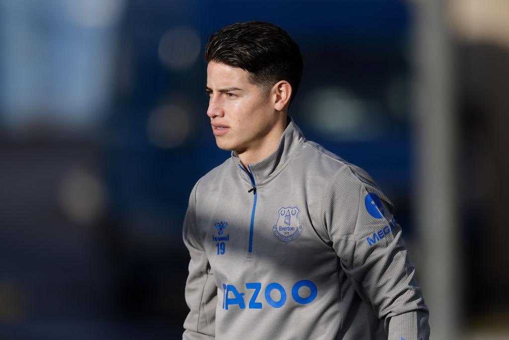 James Rodríguez en un entrenamiento del Everton