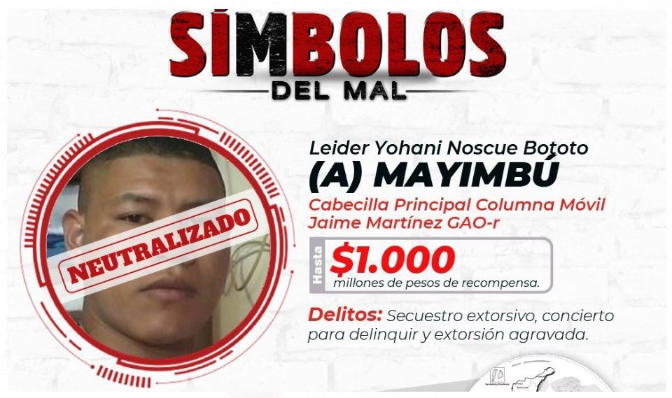 Muerte de alias Mayimbú foto Mindefensa