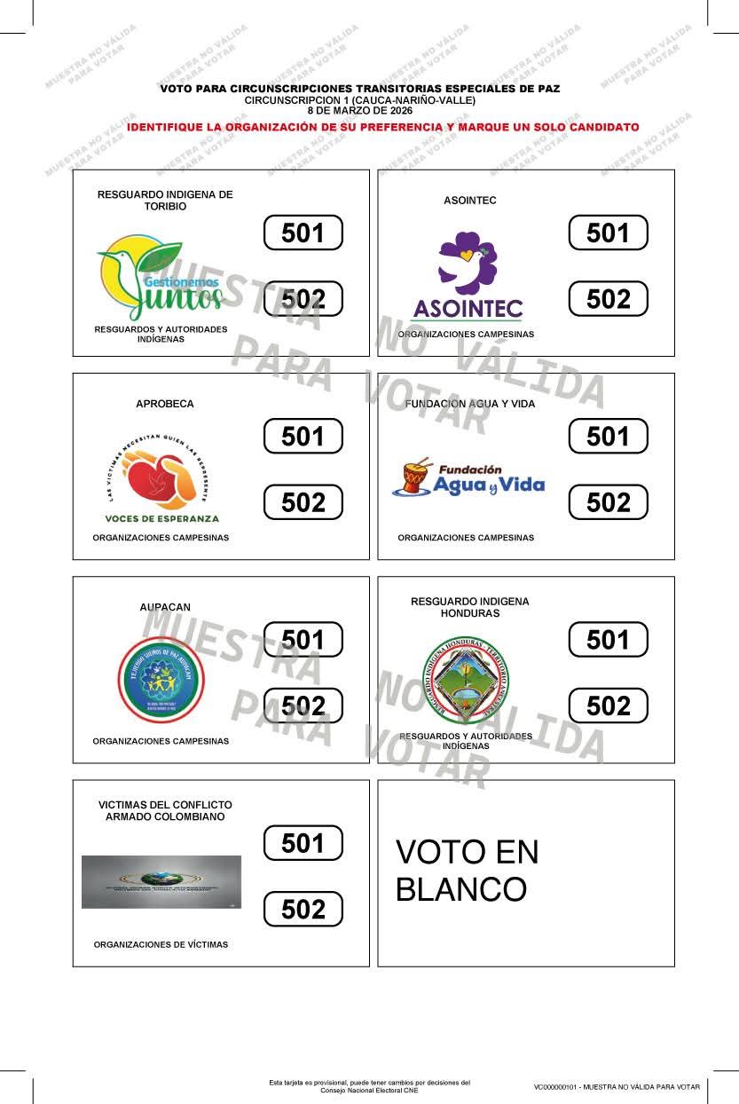 Como votar tarjeton de circunscripciones especiales