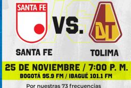 Santa Fe vs. Tolima. / Foto: RTVC.