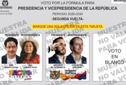 Tarjetón para segunda vuelta. / Foto: Registraduría.