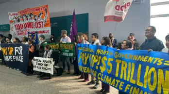 Protestas en la Cop29. / Foto: AFP.