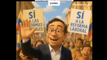 Presidente Gustavo Petro caminando junto al pueblo en video generado por IA