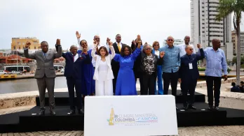 La canciller, Laura Sarabia, y la vicepresidenta, Francia Márquez, en Cartagena junto a los delegados de los países de la Comunicad del Caribe (CARICOM)