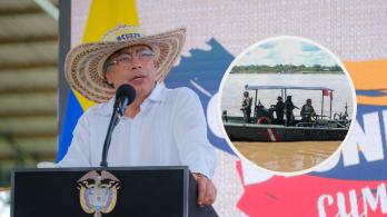 Petro sobre isla Santa Rosa. / Fotos: Presidencia y AFP.