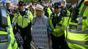 Manifestante en Londres.
