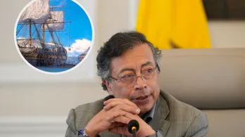 Petro sobre Galeón San José. / Fotos: Presidencia y MinCulturas.