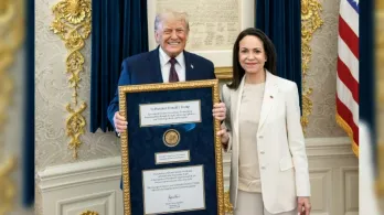 María Corina Machado entrega la medalla del Nobel de la Paz a Trump