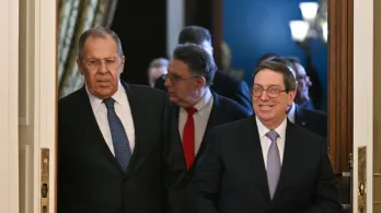 Canciller Bruno Rodríguez en el Kremlin. / Foto: AFP.