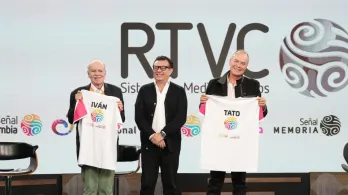 Iván Mejía y Tato Sanint en RTVC. / Foto: Pablo Pulido - RTVC.