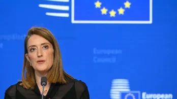 La presidenta del Parlamento Europeo, Roberta Metsola. Foto: AFP.