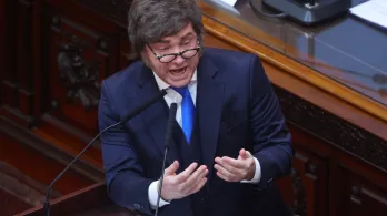 Javier Milei sobre presunto caso de criptomoneda. / Foto: AFP.