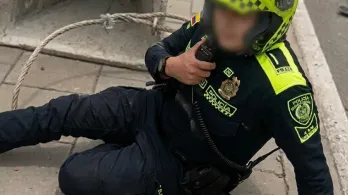 Policía herido tras accidente en Autonorte. / Foto: Captura de video.