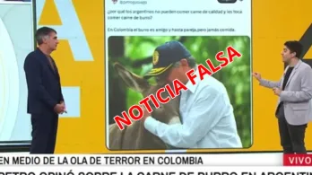 Fake news sobre Petro y la carne de burro. / Foto: Captura de video A24.