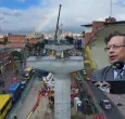 Imágenes de las obras del metro elevado en Bogotá y el presidente Petro.
