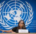 La relatora especial de las Naciones Unidas (ONU) sobre los territorios palestinos ocupados, Francesca Albanese, ofrece una rueda de prensa sobre la situación de los derechos humanos en Gaza, en Ginebra.