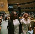 Protesta de Colombia en la ONU. / Foto: X Francia Márquez.