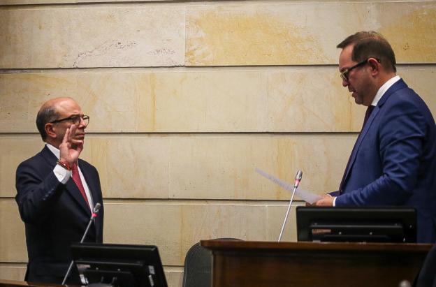 Carlos Camargo, nuevo magistrado de la Corte Constitucional, durante su discurso ante el Senado