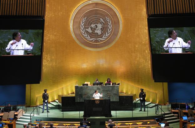 Presidente Petro durante su discurso ante la Asamblea General de la ONU