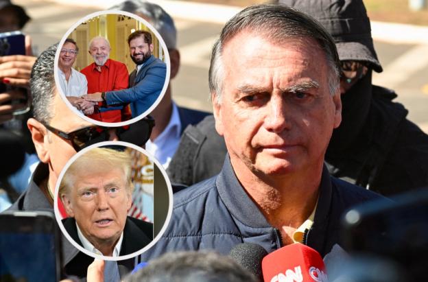 Reacciones sobre condena a Jair Bolsonaro. / Fotos: Presidencia de Chile y AFP.