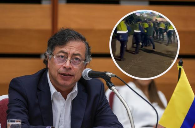 Petro sobre agresiones a manifestantes en Medellín. / Fotos: Presidencia y captura de videos.