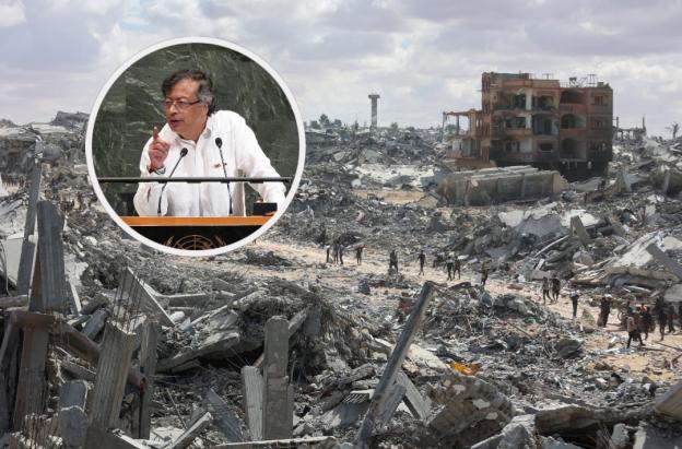 Petro sobre reconstrucción de Gaza. / Fotos: AFP y Presidencia.