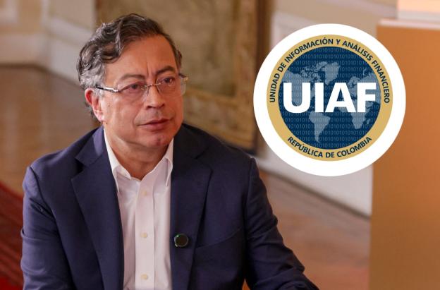 UIAF sobre el presidente Petro. / Fotos: UIAF y Presidencia.