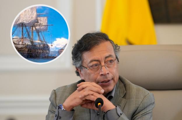 Petro sobre Galeón San José. / Fotos: Presidencia y MinCulturas.