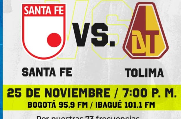 Santa Fe vs. Tolima. / Foto: RTVC.