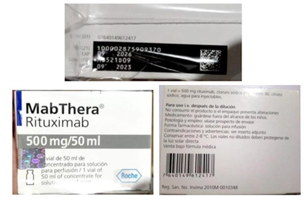 Medicamento falso. / Foto: Invima.