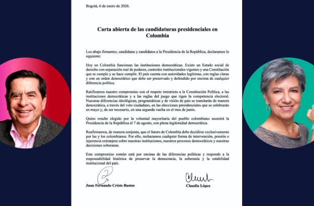 Claudia López y Juan F. Cristo firman carta en defensa de la soberanía.