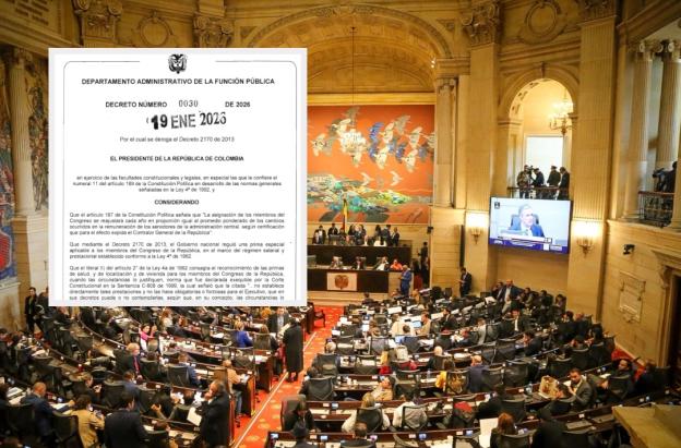 Decreto reduce primas a congresistas. / Foto: Presidencia y AFP.