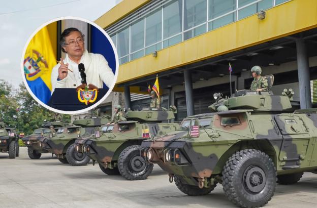 Petro sobre 145 vehículos blindados en el país. / Fotos: Presidencia y Ejército de Colombia.