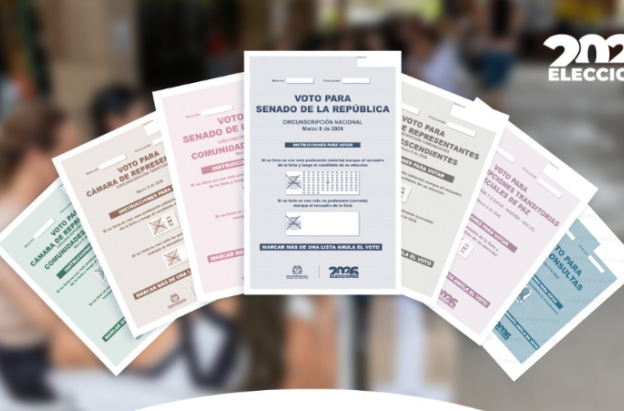 Fotografía de reverso de tarjetones electorales de la Registraduría Nacional