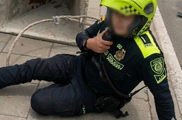 Policía herido tras accidente en Autonorte. / Foto: Captura de video.