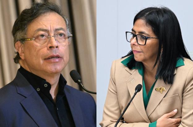 Reunión Petro y Delcy Rodríguez. / Fotos: AFP.