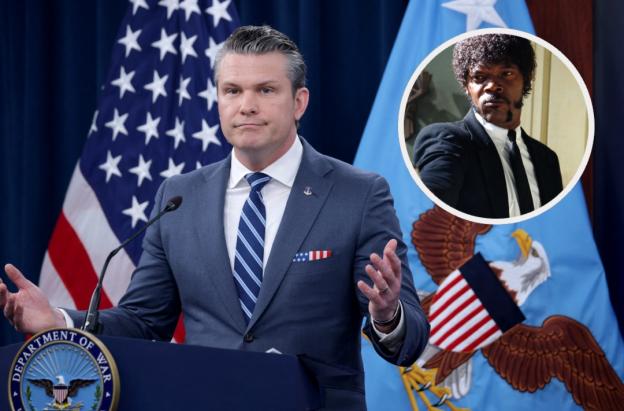 Pete Hegseth con diálogo de pulp fiction. / Fotos: AFP y Creative Commons.