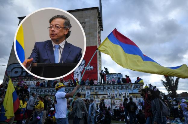 Petro sobre el estallido social. / Fotos: AFP y Presidencia.