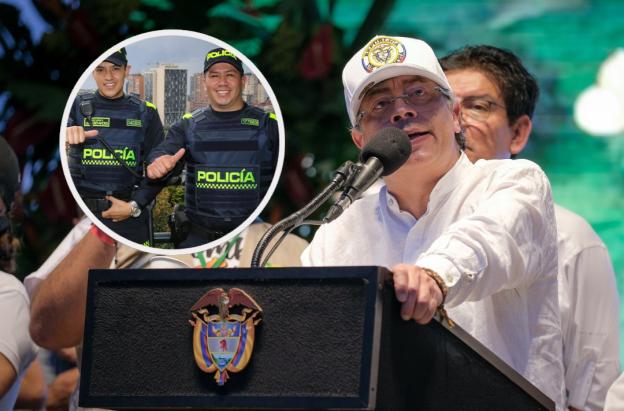 Petro sobre ascenso de más 17.000 patrulleros. / Fotos: Policía Nacional y Presidencia.