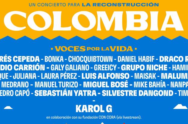 Así será el concierto gratuito para apoyar a las víctimas del terremoto en Colombia