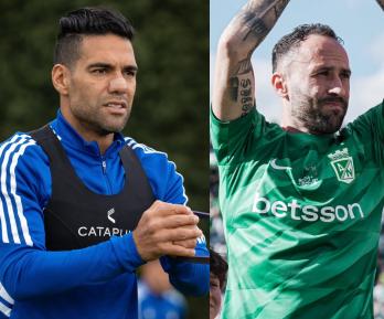 Falcao y Ospina, el duelo en Millonarios vs. Nacional. / Fotos: X de Millonarios y Atlético Nacional.