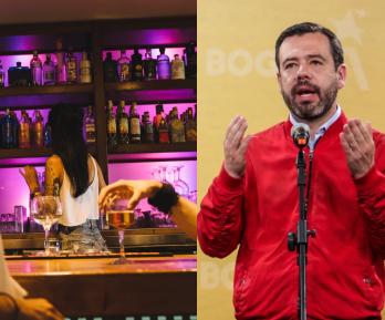 Comerciantes en contra de decreto de rumba en Bogotá. / Fotos: Freepik y AFP.