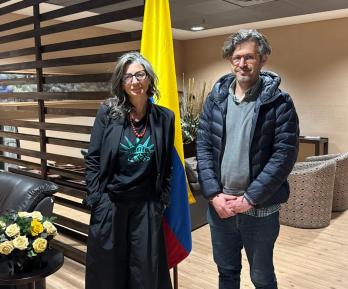 Viceministro Mauricio Jaramillo y Francesca Albanese. / Foto: X Mauricio181212.