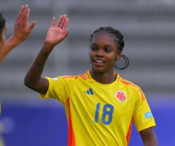 Linda Caicedo con la Selección Colombia. / Foto: AFP.