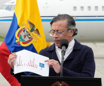 Presidente Petro durante alocución presidencial sobre desertificación en materia antidrogas