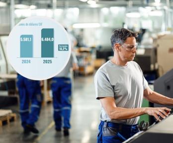 Importaciones en el mes de julio 2025. / Fotos: Dane y Freepik.