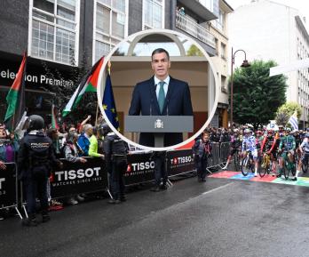 Pedro Sánchez sobre Israel. / Fotos: AFP.