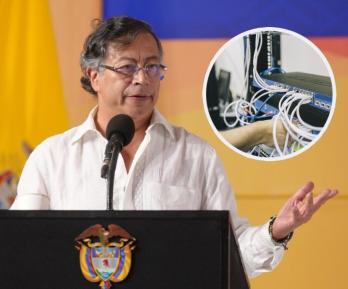 Petro sobre la fibra óptica en el país. / Fotos: Presidencia y Pixabay.