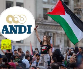 Protestas en la ANDI. / Fotos: Andi y AFP.